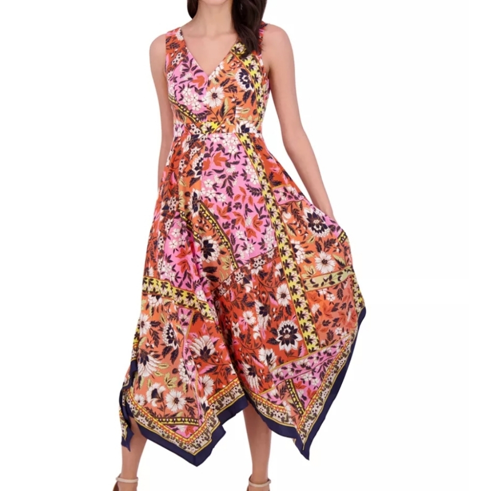 NWT Vince Camuto Handkerchief Hem Midi Dress. Size 8